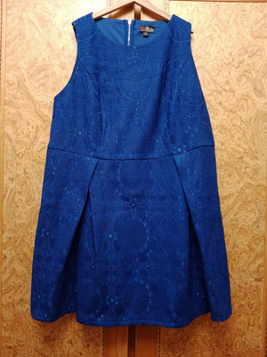 全新【唯美良品】love drobe 寶藍色蕾絲洋裝/禮服~ C103-7947  左右有縫縫可改~大大尺碼