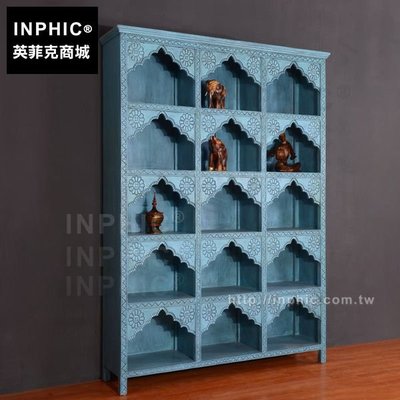 INPHIC-展櫃泰國木雕花東南亞藍色展示櫃子可訂做書櫃_CfnS
