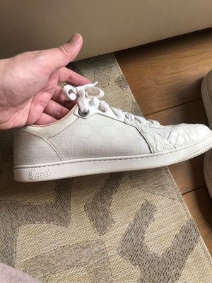 [品味人生] 保證正品 GUCCI 白色 鱷魚皮鞋頭 休閒鞋 size 8.5 EURO 43