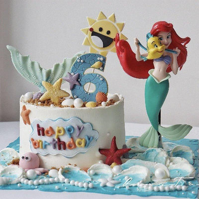 【 美人魚 蛋糕裝飾 】網紅烘焙蛋糕裝飾擺件海洋卡通美人魚公主魚尾貝殼海星 蛋糕插牌 杯子蛋糕 蛋糕擺件 女兒生日佈