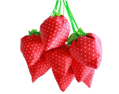 【L075草莓購物袋】草莓袋 折疊袋子 購物袋 環保袋 手提袋 環保收納袋 草莓造型 艾比讚