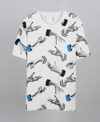 【摩達客】韓國進口EXO合作設計品牌DBSW Hand Drops手掉了白色 純棉短T短袖T恤時尚潮T