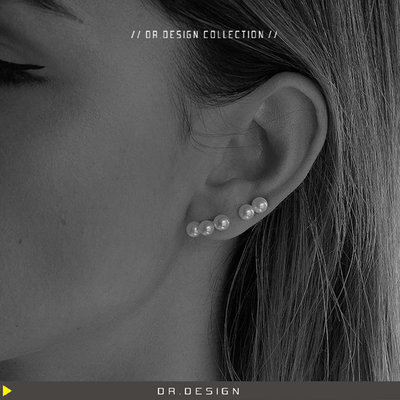 ►DR.DESIGN│DR3318-有現貨-時髦 歐美 小眾珍珠3顆 小細節 耳釘 日式 INS風格 珍珠耳環 1對入