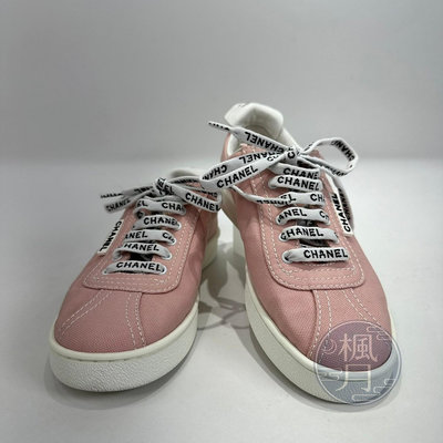 BRAND楓月 CHANEL G34085 粉帆布球鞋 #35 香奈兒 精品女鞋 精品休閒鞋 配件
