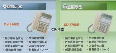 東訊電話總機SD-616A..3外線8分機容量+4台6鍵顯示話機..內建來電顯示及語音卡...專業的保固