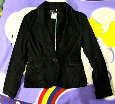 b+ab純棉100%黑色長袖單釦休閒風西裝式小外套