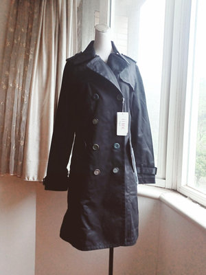 日本 iiMk可拆式薄棉內裡 經典百年雙排釦風衣長外套