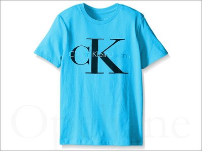 特價799元 Calvin Klein CK 卡文克萊淺藍色短袖潮T恤上衣棉短青少年款L號=大人XS/S愛Coach包包