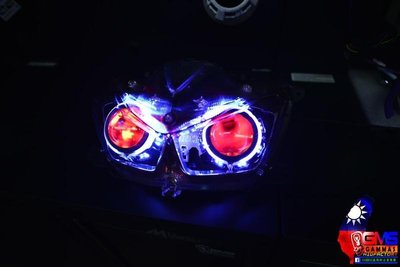 YAMAHA FORCE 遠近魚眼HID大燈模組改裝 LED內外光圈 天使眼 惡魔眼 鋼鐵人 電鍍飾圈 三光圈