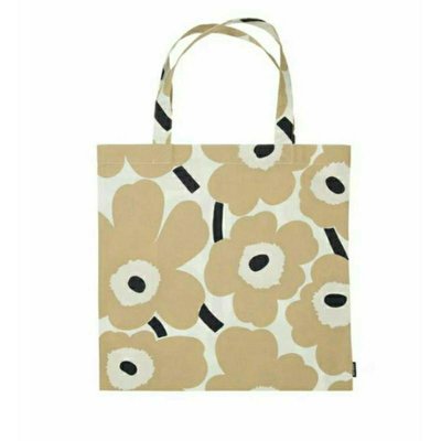 ［現貨~］芬蘭 Marimekko 棉質購物袋 / 手提袋 / 單肩包 / 環保袋 - 奶茶花