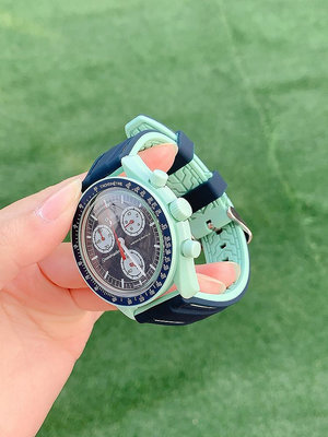 替換錶帶 代用歐米茄斯沃琪聯名款omega × swatch行星手錶帶雙色硅膠錶帶