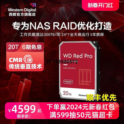 WD西部數據機械硬碟20T紅盤PRO NAS硬碟專用RAID網絡存儲伺服器