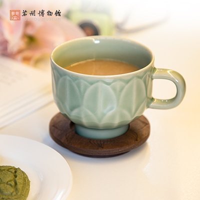 【熱銷精選】蘇州博物館 青瓷蓮花杯秘色蓮花碗創意陶瓷杯禮品送女友生日禮物