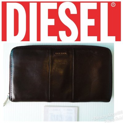 美國 Diesel 立體Logo真皮皮夾 ㄇ字拉鍊式長夾 零錢包名牌皮包$188 1元起標 真品 有LV精品包