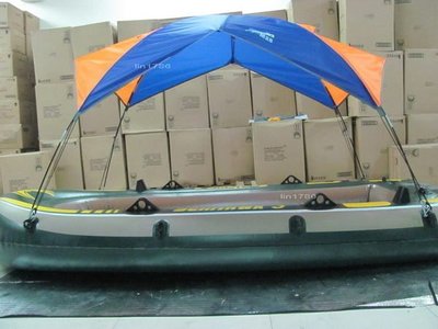 多功能海鷹二人充氣船用遮陽棚 遮陽防晒 遮雨 釣魚船遮陽棚夜釣可掛燈INTEX海鷹號專用