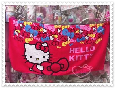 ♥小花花日本精品♥Hello Kitty 浴巾 滿滿蝴蝶結 大浴巾 紅色 毛巾被 鋪被 34019900