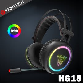 【風雅小舖】【FANTECH HG15 7.1環繞立體聲RGB光圈耳罩式電競耳機】7.1環繞音效/RGB燈效/懸浮式頭帶