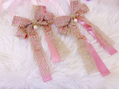 粉紅玫瑰精品屋～🎀奢華白紗綁帶花蕾絲蝴蝶結窗簾扣🎀