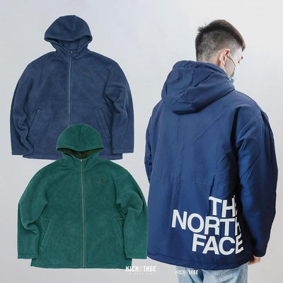 THE NORTH FACE M REVER JKT 藍色 綠色 雙面穿 保暖 連帽抓絨外套 男款【NF0A7QT7】