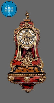 【波賽頓-歐洲古董拍賣】歐洲/西洋古董 法國古董 19世紀 稀有布勒手工黃銅天使座鐘 (年份:約1840~1860年；尺寸:總高74×寬26×深16公分)