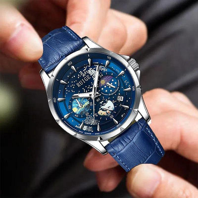 高C/P值 瑞士品牌星辰大海全自動皮石英錶帶男錶 男士手錶 防水手錶 手錶男生 精品手錶 商務手錶 交換禮物 奢華手錶