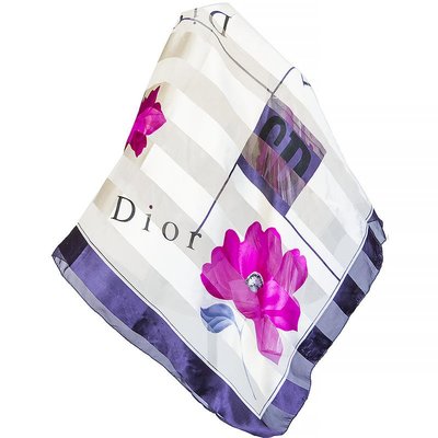 Dior半透條紋茶花方巾