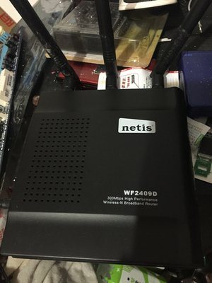 【強強二手商品】WIFI-BOX]NETIS WF2409D 黑極光無線寬頻分享器 3支可拆式9dBi天線，訊號全面覆蓋