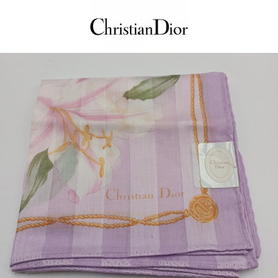【皮老闆二店】 新古真品 Christian Dior 手帕 精品手帕 女用手帕  100%綿  49*49  衣993