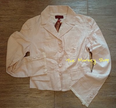 【 The Monkey Shop 】全新正品頂極 KENZO 經典基本款粉色+紅色直條休閒西裝外套