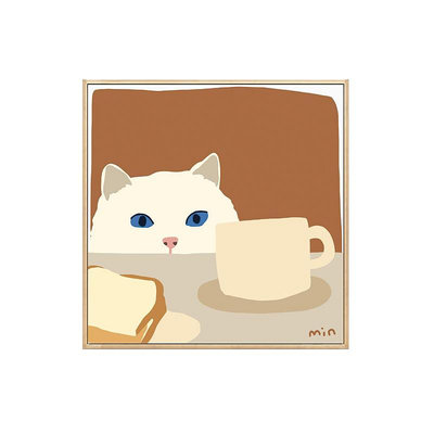 cat偷喝牛奶的貓咪沙發背景墻裝飾畫擺件客廳臥室ins床頭掛畫瑤瑤小鋪