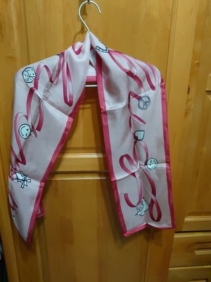 全新Longchamp 粉紅 百分百絲質 絲巾