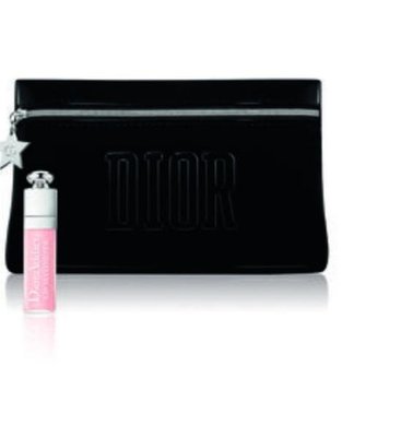 Dior 迪奧 俏唇蜜 2ml + 黑色漆皮化妝包 超值組