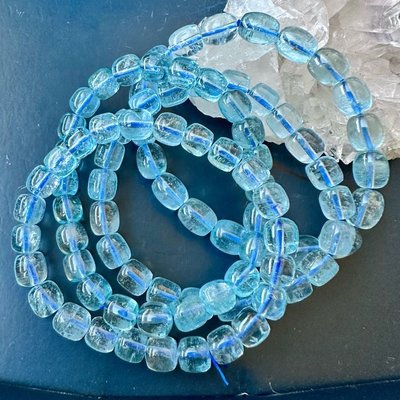 小極品-冰透天空藍托帕石桶珠8.13mm（單圈）手珠手鍊DIY串珠隔珠配珠項鍊