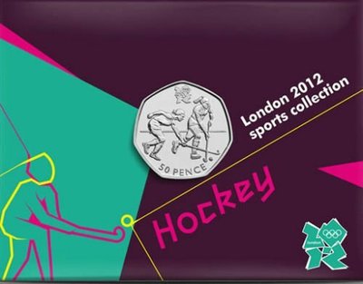 【熱賣精選】英國 2012年 倫敦奧運會比賽項目16 曲棍球 50便士 紀念幣 UNC