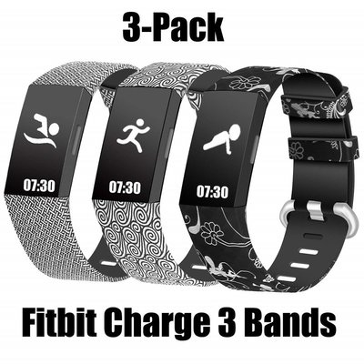 Fitbit charge 3錶帶智能手環花色款硅膠charge3替換錶腕帶便攜式替換帶智能運動防水多彩帶非原裝限量版腕帶