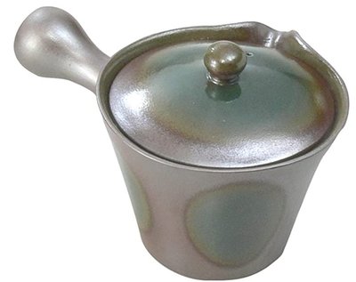 13059A 日本製 好品質 限量品 手工製作 陶瓷窯變側把壺和風日式沖泡茶壺綠青茶葉濾網茶壺泡茶用具收藏品送禮禮品