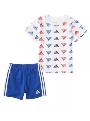 預購 美國帶回 正貨 Adidas 男寶寶 短袖運動套裝 logo款 彌月禮 上衣+短褲