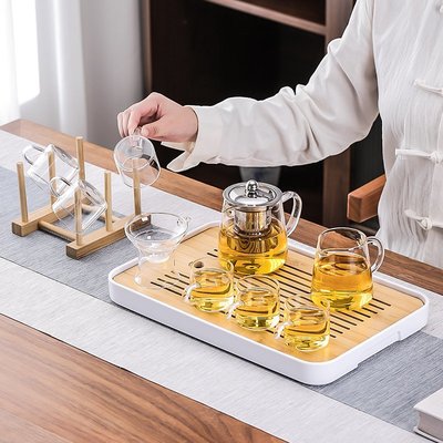 豪峰加厚耐熱高溫玻璃茶具套裝家用簡約功夫泡茶器透明茶壺茶杯