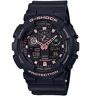 G-SHOCK流行玫瑰金酷炫限量設計休閒錶(GA-100GBX-1A4)51mm