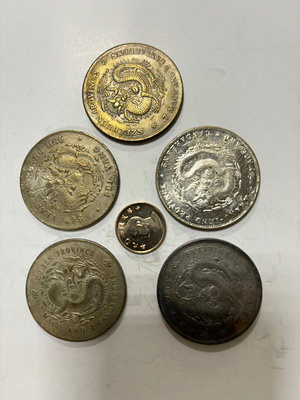 A074-清朝龍銀偽幣(道具用)湖北、四川、北洋、廣東、陝西共5枚