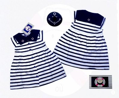 夏季款零碼出清☆╮100%純棉可愛海洋風海軍服女寶寶無袖洋裝9.12M(全新) ╭☆Q-BABY 童裝