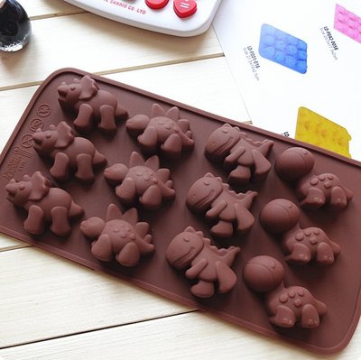 ＊水蘋果＊ A-022 12連 恐龍 巧克力模具 蛋糕甜點模具 手工皂模具 製冰盒