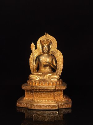 銅鎏金虛空藏菩薩佛像，重2公斤，40080R