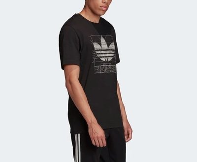 【Dr.Shoes 】Adidas ORIGINALS 男款 大Logo 手繪風 短袖T恤 黑色線條 FM3376