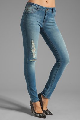 DL1961 專櫃正品 Amanda Skinny 藍色 立體剪裁包臀刷破設計緊身牛仔褲 24