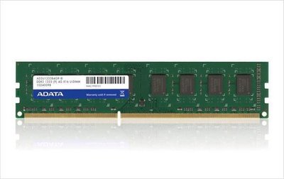威剛 ADATA 4GB DDR3 -1333 雙面顆粒 、終身保固 、測試良好的庫存備品、單支價$500
