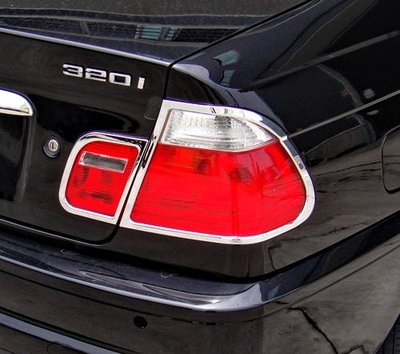 圓夢工廠 BMW 3 E46 1998~2001 4門 316 318 320 325 改裝鍍鉻銀 後燈框飾貼 尾燈框
