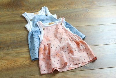 【Mr. Soar】夏季新款 韓版童裝女童粉色/藍色假兩件造型洋裝連衣裙 現貨 A234