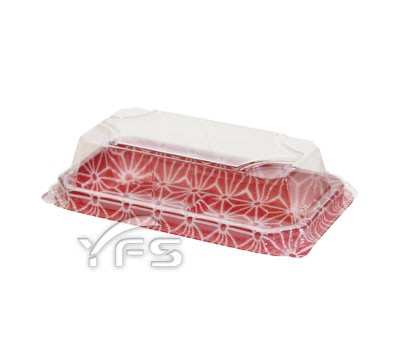 APW-2-1對折盒(紅色幾何紋) (甜點/蛋糕/麵包/麻糬/壽司/生鮮蔬果/生魚片)