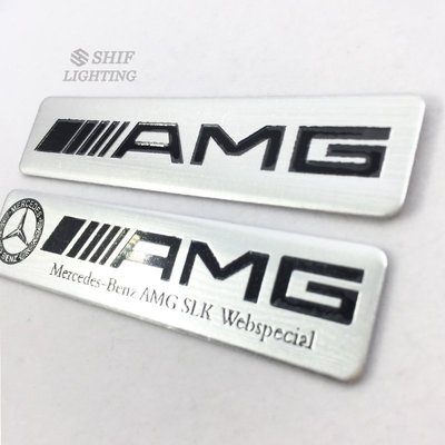 1 x 鋁標AMG汽車改裝車標車尾車身車貼車標尾標賓士AMG徽標Mercedes Benz
